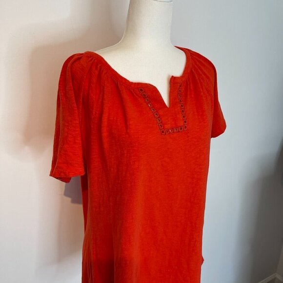 Talbot's Orange V-neck Short Sleeve Shirt size Large - Picture 3 of 4